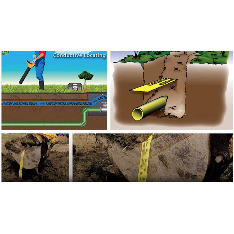 Banda avertizare maro pentru canalizare, 100mm X 500m