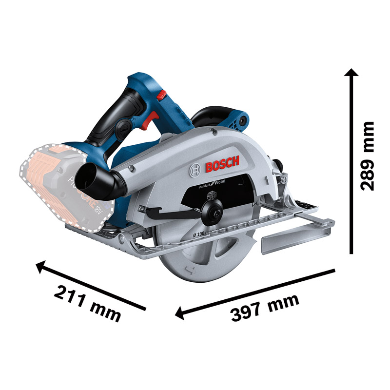 Fierastrau circular cu acumulatori, 18V, disc 190 mm, tip GKS 18V-68 C