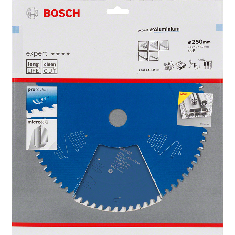Disc placat pentru circular, 250 x 30 mm, 68 dinti, Expert for Aluminiu