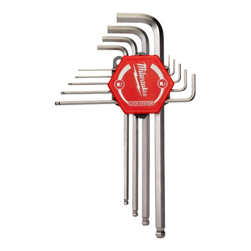 Set 9 chei imbus tip L cu cap sferic, 1.5 - 10 mm, Milwaukee 