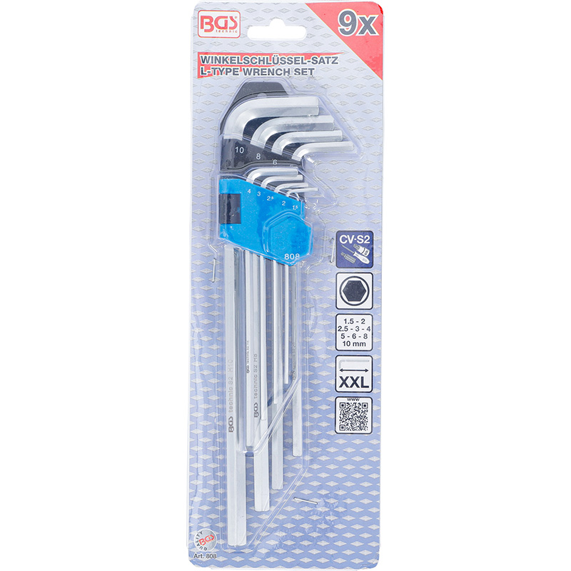 Set 9 chei imbus extra lungi tip L, 1.5-10 mm BGS