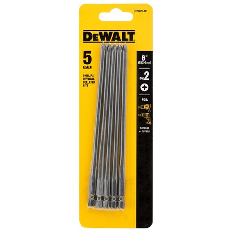 Set 5 biti PH2, L=153.4 mm Dewalt DT20425-QZ, pentru masinile de insurubat in gips-carton DCF620, DCF62022