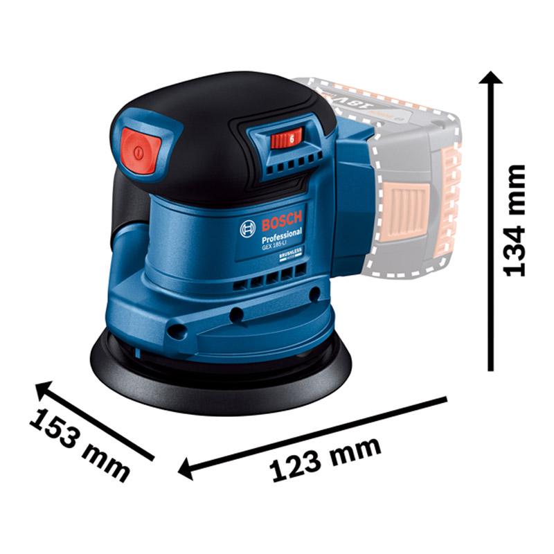 Slefuitor cu excentric cu acumulatori 18V, 125mm, SOLO, tip GEX 185-LI