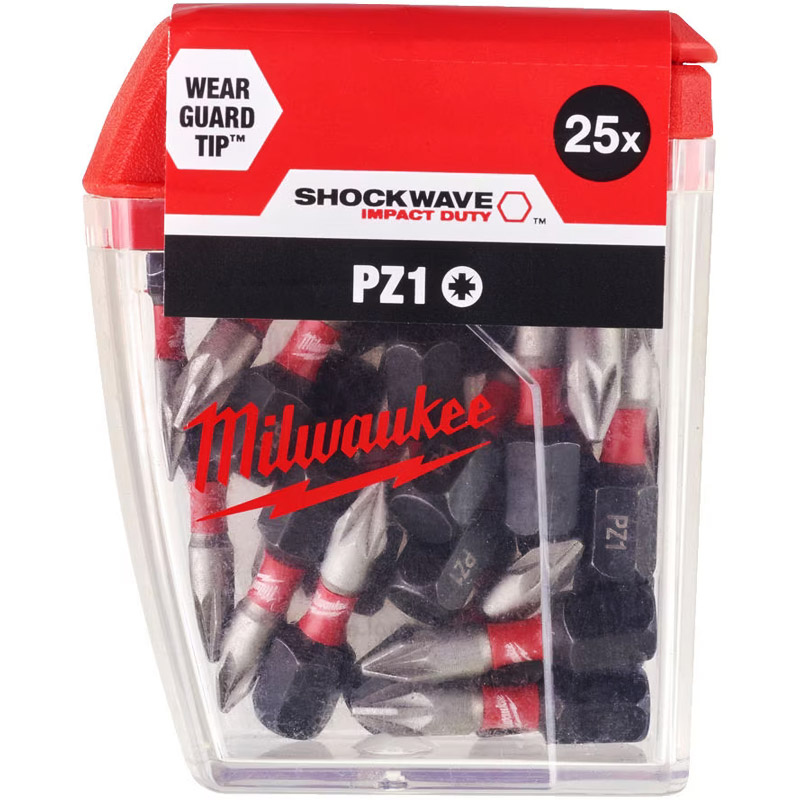 Set 25 biti PZ1 - 25 mm tip SHOCKWAVE™ IMPACT DUTY, pentru masini de insurubat cu impact