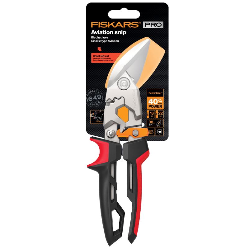 Foarfeca pentru tabla, tip PowerGear™, taietura pe stanga, Fiskars