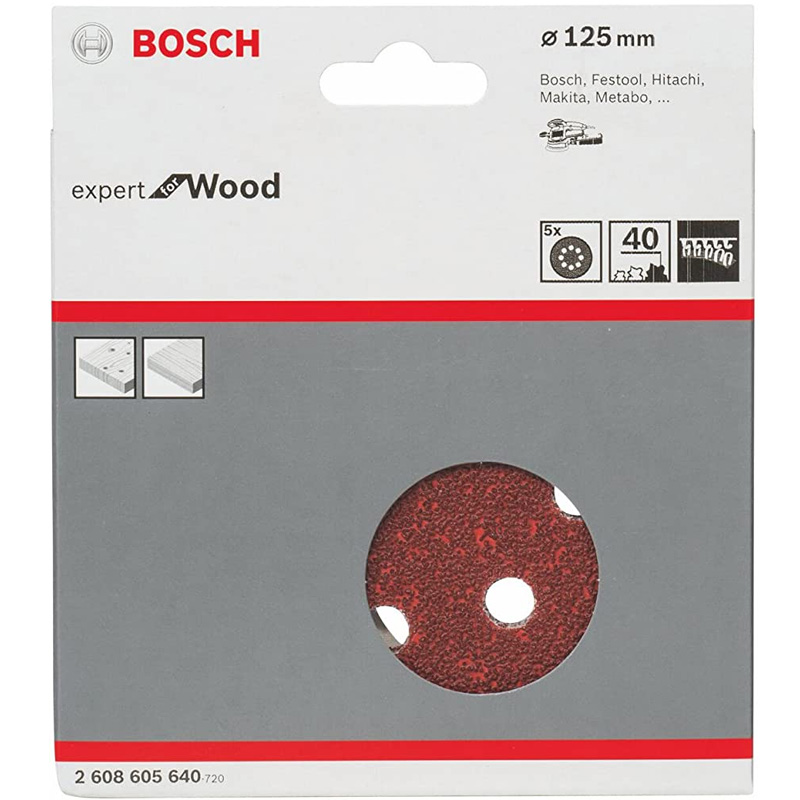 Set 5 foi de slefuire Expert for Wood+Paint, 125mm, Gr. 40