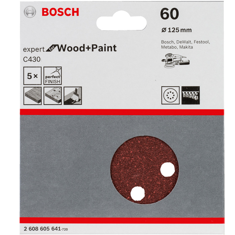 Set 5 foi de slefuire Expert for Wood+Paint, 125mm, Gr. 60