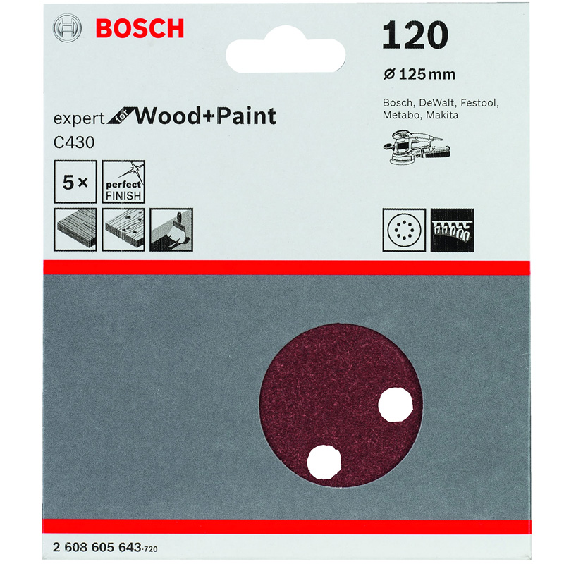 Set 5 foi de slefuire Expert for Wood+Paint, 125mm, Gr. 120