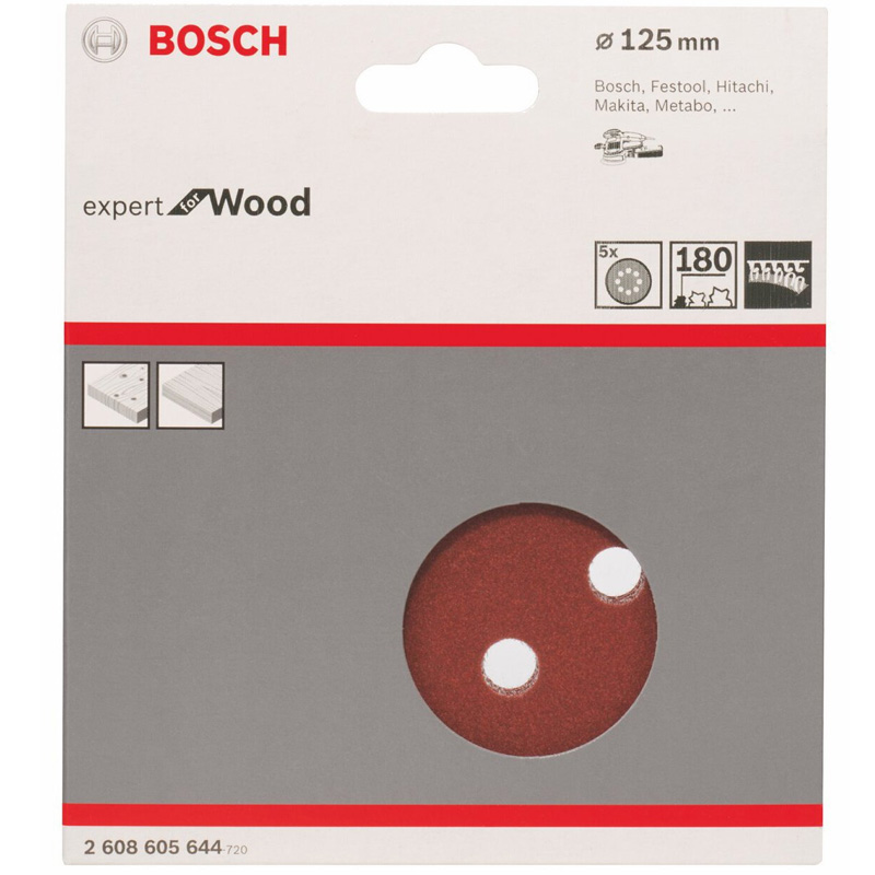 Set 5 foi de slefuire Expert for Wood+Paint, 125mm, Gr. 180