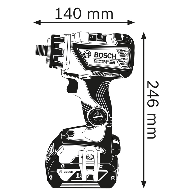 Masina de gaurit/insurubat 18V 2x5Ah, cu adaptor unghiular excentric GFA18E, L-BOXX, tip GSR 18V-60 FC