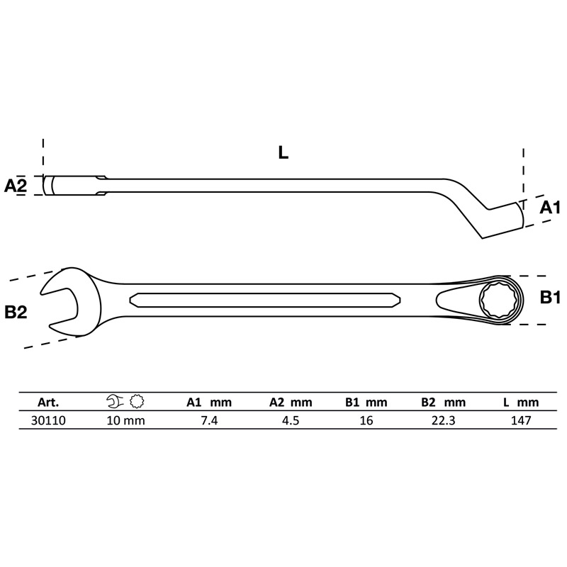 Cheie combinata cotita, 13 mm