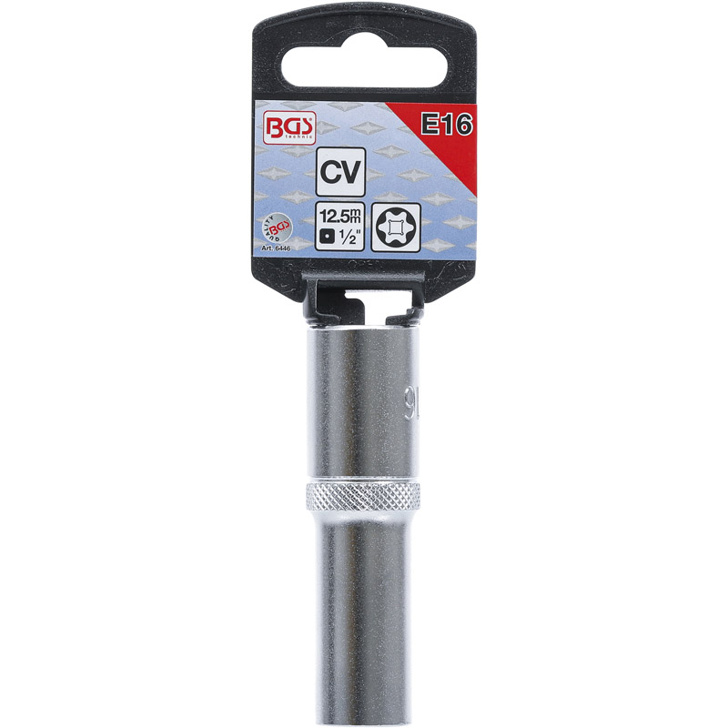 Cheie tubulara stelata-negativ lunga E16, 1/2