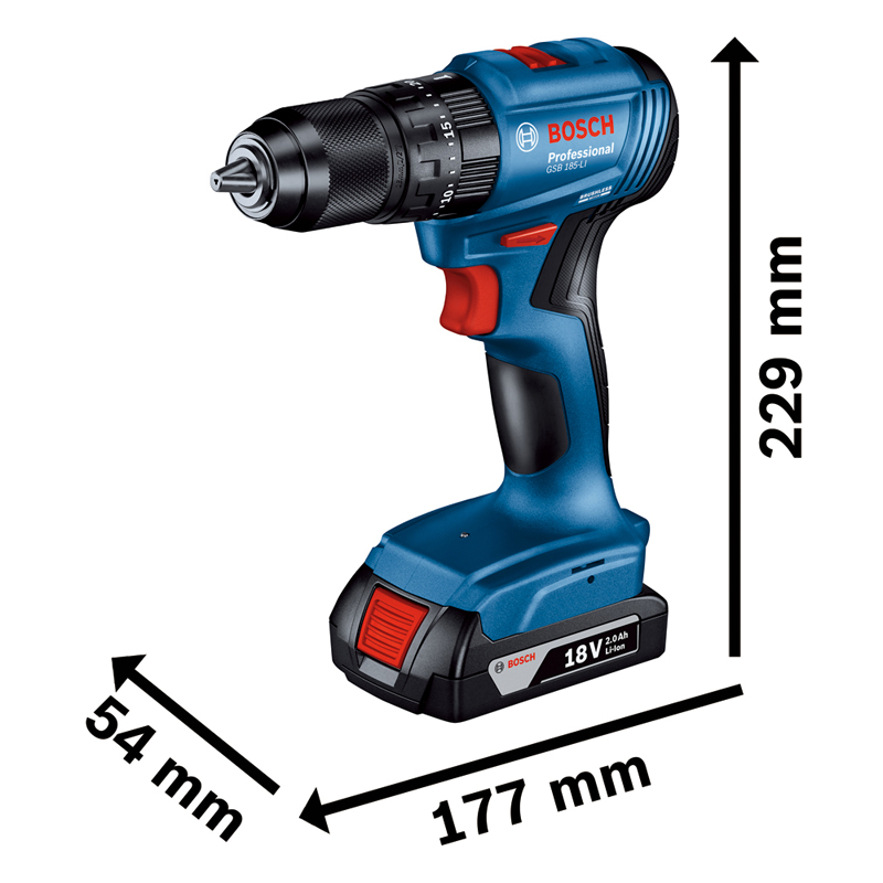 Masina de gaurit/insurubat cu percutie 18V, 50 Nm, 2x2.0Ah, tip GSB 185-LI