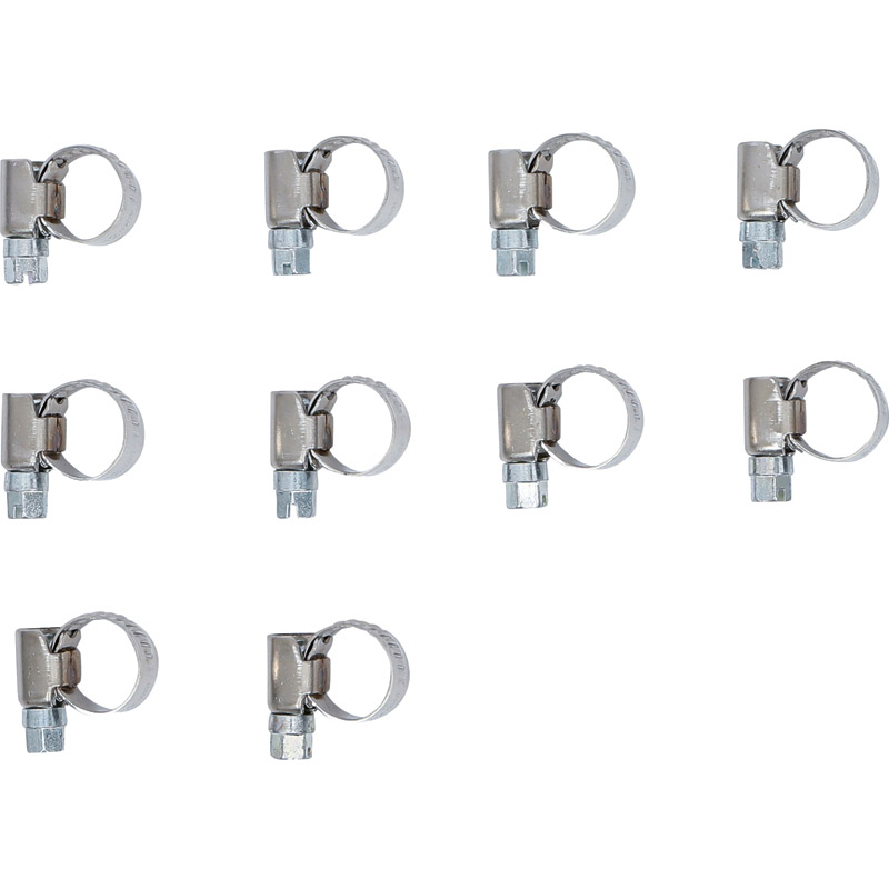 Set 10 coliere INOX, pentru furtune Ø 8 - Ø 12 mm