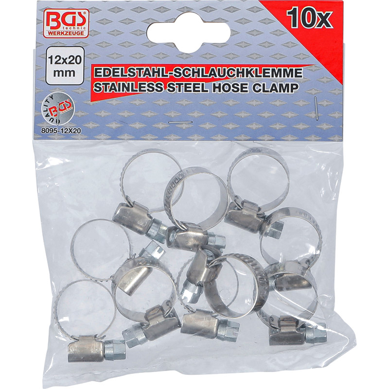 Set 10 coliere INOX, pentru furtune Ø 12 - Ø 20 mm