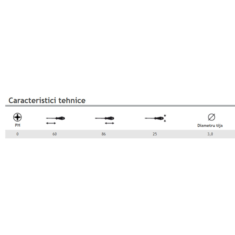 Surubelnita cruce VDE Ergonic, PH0 (Phillips), 3.0x0x60 mm