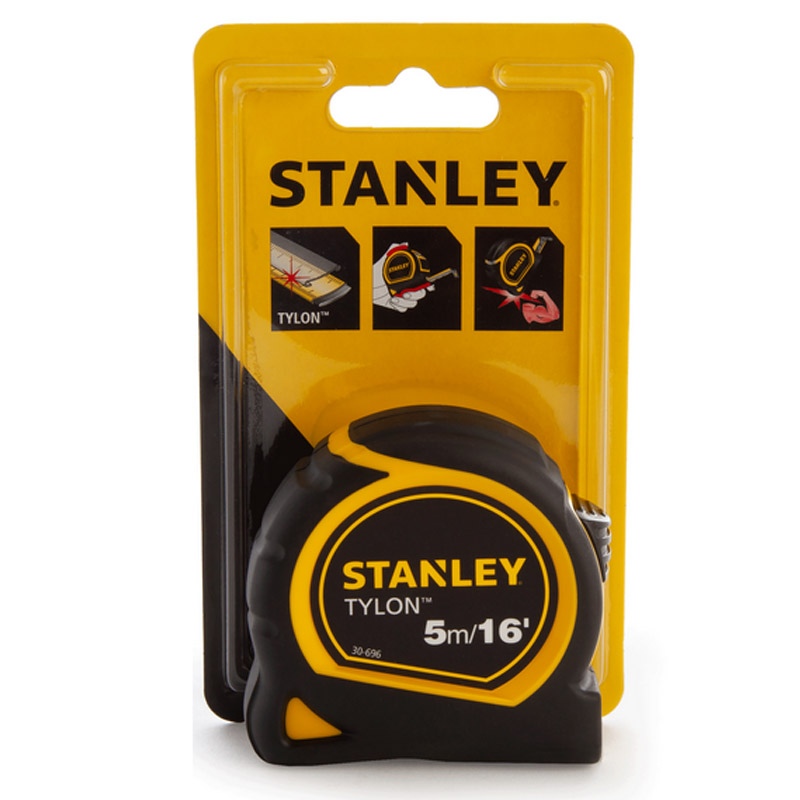 Ruleta STANLEY® TYLON cu protectie cauciuc, 5 m / 16`