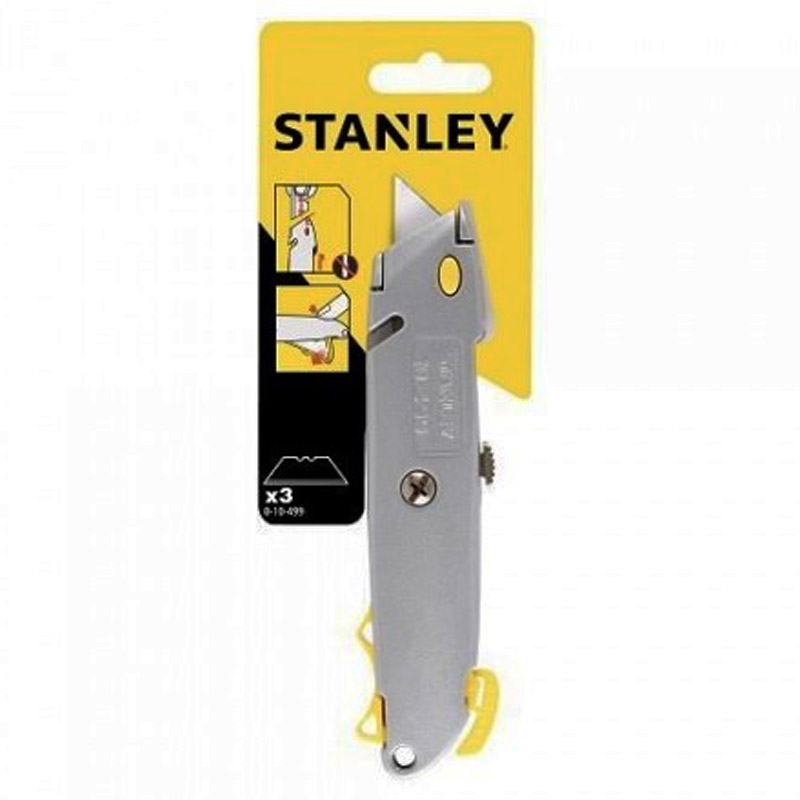 Cutit (cutter) metalic cu lama retractabila trapezoidala Stanley + 3 lame