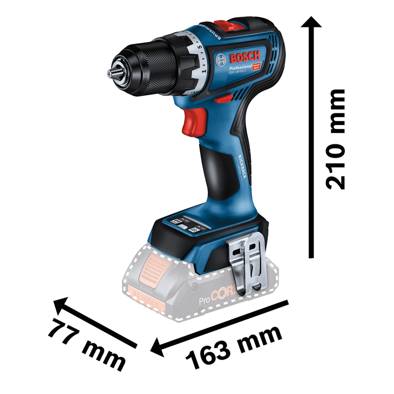 Masina de gaurit/insurubat  cu acumulatori Li-Ion, 18V 2x5.0 Ah, 64 Nm, tip GSR 18V-90 C