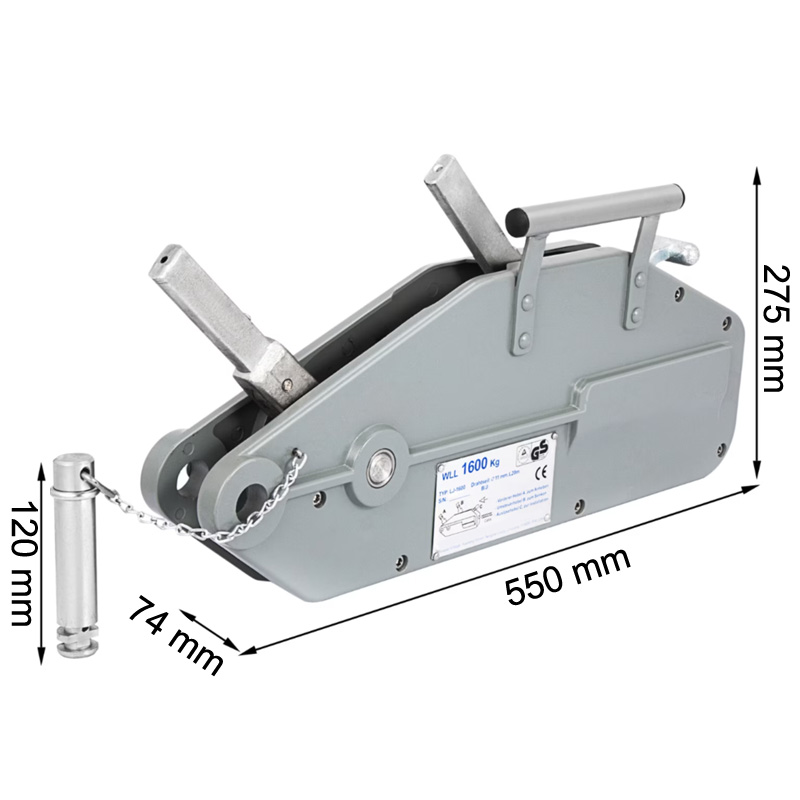 Troliu manual, 1600kg, cablu 20m