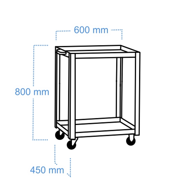 Carucior de montaj de atelier mic, 2 polite, capacitate 150 kg