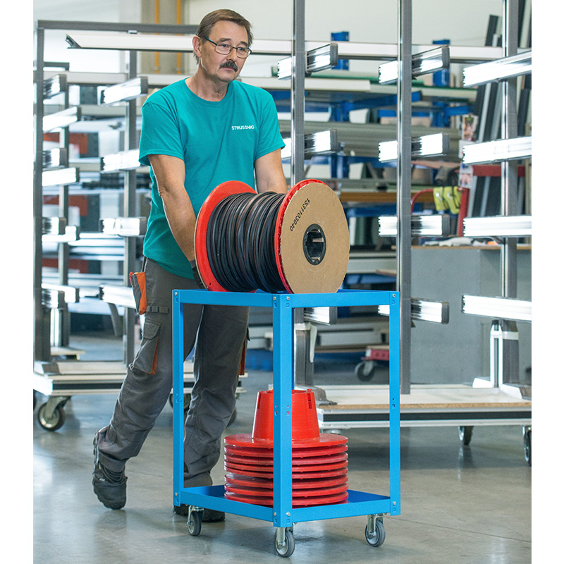 Carucior de montaj de atelier mic, 3 polite, capacitate 210 kg