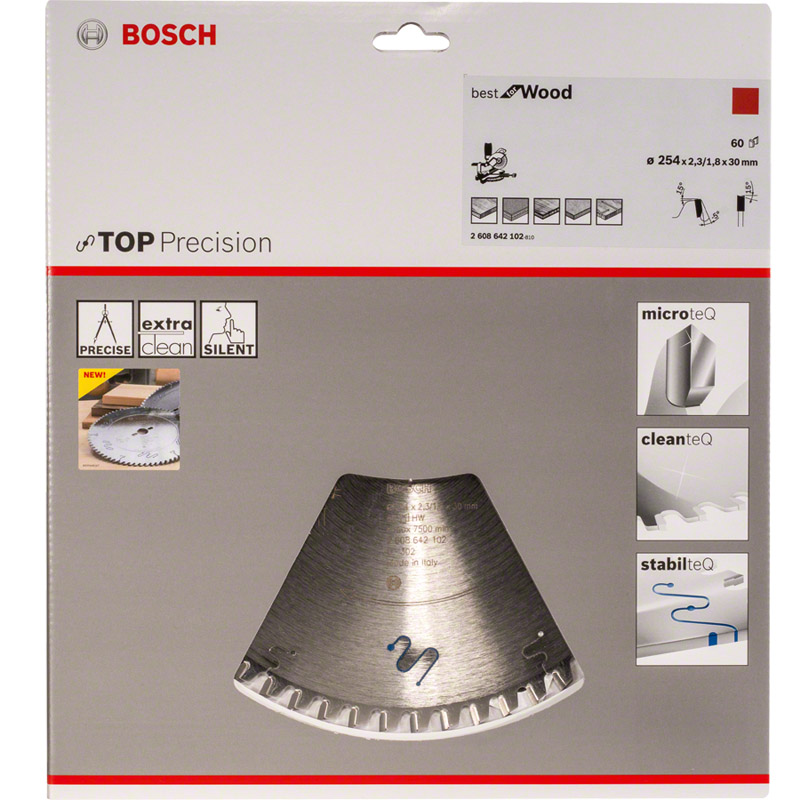 Disc placat pentru circular, 254 x 30 mm, 60 dinti, Top Precision Best for Wood