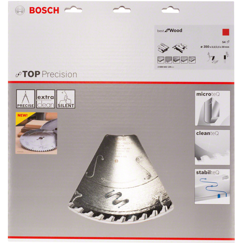 Disc placat pentru circular, 350 x 30 mm, 54 dinti, Top Precision Best for Wood