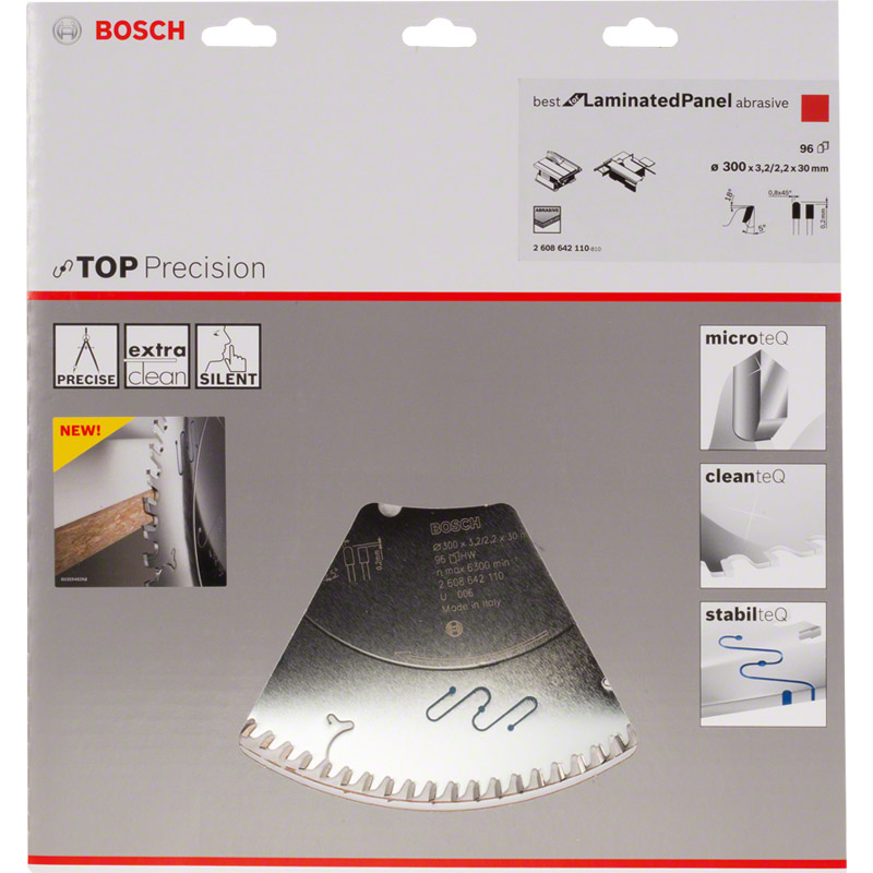Disc (panza) pentru circular, 300 x 30 mm, 96 dinti, Bosch TOP PRECISION Best for Laminated Panel