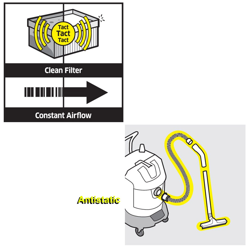 Aspirator tip NT 50/1 Tact Te M 1380W, 50 L, certificat pentru pulberi periculoase clasa M