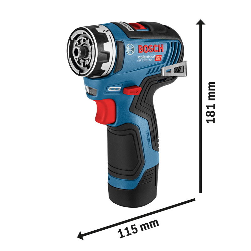 Masina de gaurit/insurubat cu 2 acumulatori Li-Ion 12V 3.0Ah, tip GSR 12V-35 FC, L-BOXX+accesorii