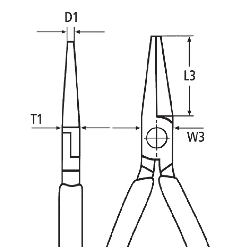 Cleste cu varf/falci rotunde, 125 mm