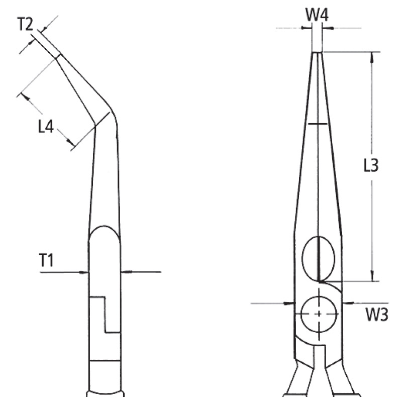 Cleste cu varf curb, semirotund (angular), tais, 200 mm