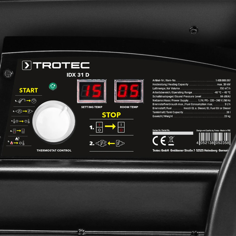 Incalzitor cu motorina cu ardere directa, TROTEC tip IDX31D