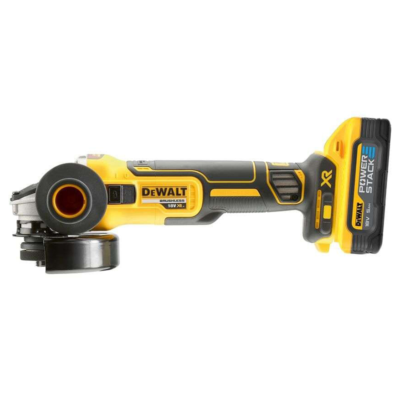 Polizor unghiular DeWALT, 125mm, 2x18V, 5.0Ah PowerStack, 9000rpm, incarcator, cutie T-STAK, tip DCG405H2T-QW