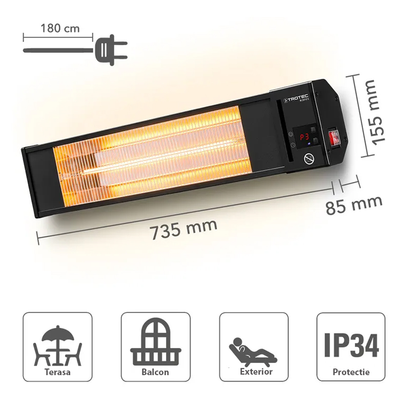Incalzitor electric cu infrarosii, TROTEC tip IR2010S