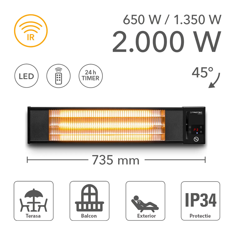 Incalzitor electric cu infrarosii, tip IR2010S