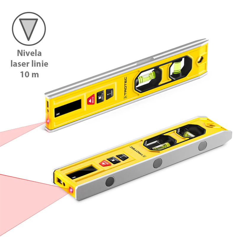Aparat de masurat 3-in-1, nivela cu 2 bule, nivela laser, telemetru, tip BD1L, Trotec