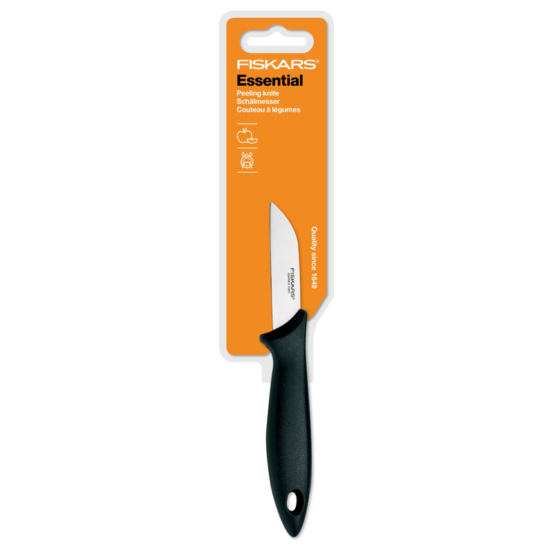 Cutit pentru curatat, Fiskars, Essential, lama inoxidabila, 7 cm