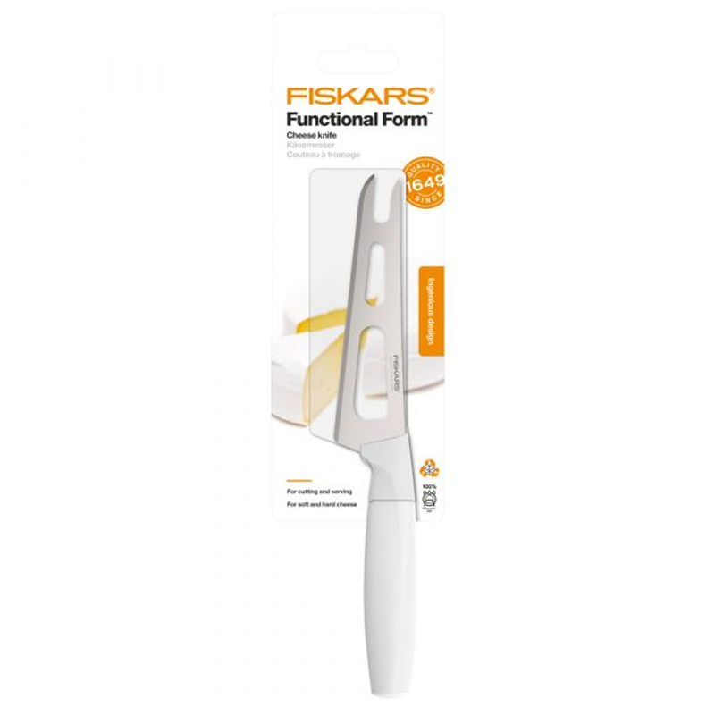 Cutit pentru branza, Fiskars, Functional Form, alb, lama inoxidabila 8.2 cm