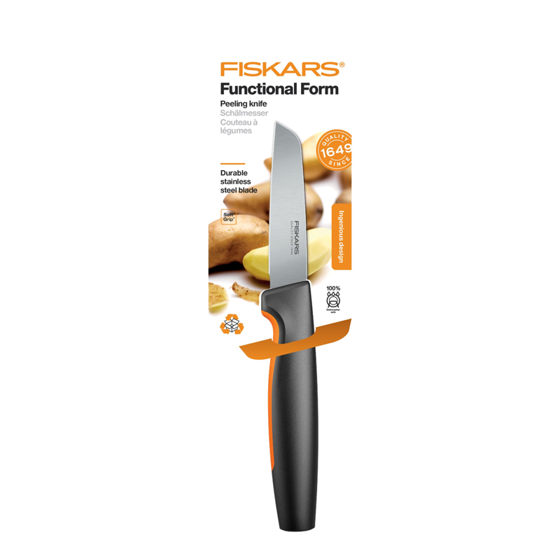 Cutit pentru curatat, Fiskars, Functional Form, lama inoxidabila, 8 cm