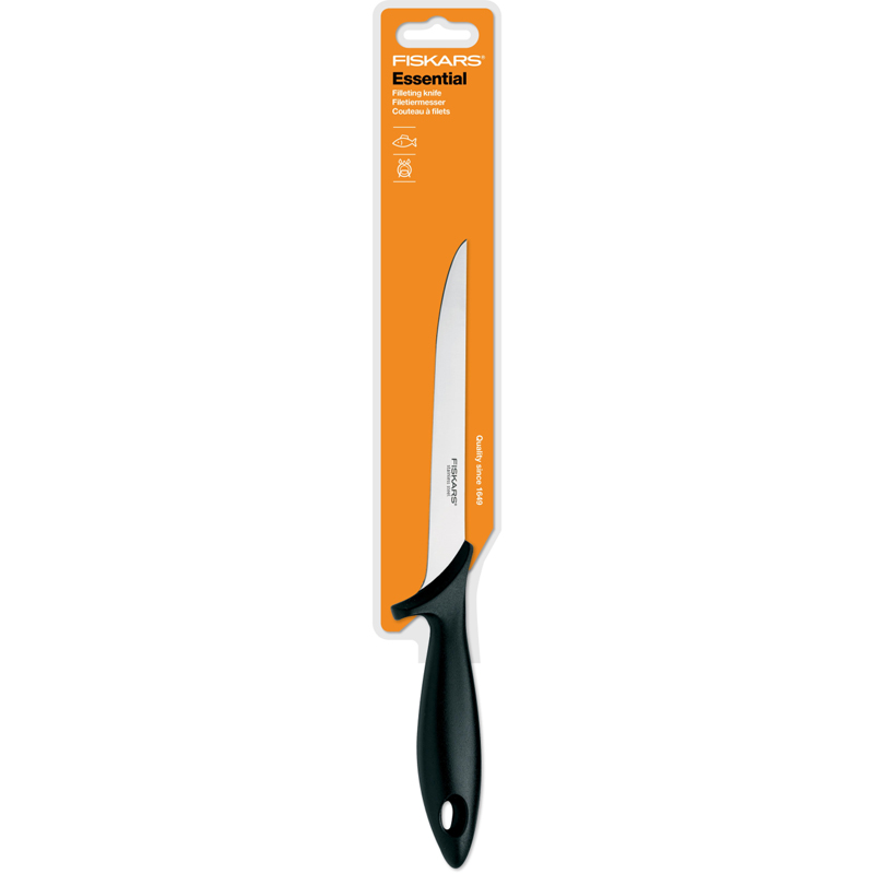 Cutit pentru filetat peste, Fiskars, Essential, lama inoxidabila, 17.6 cm