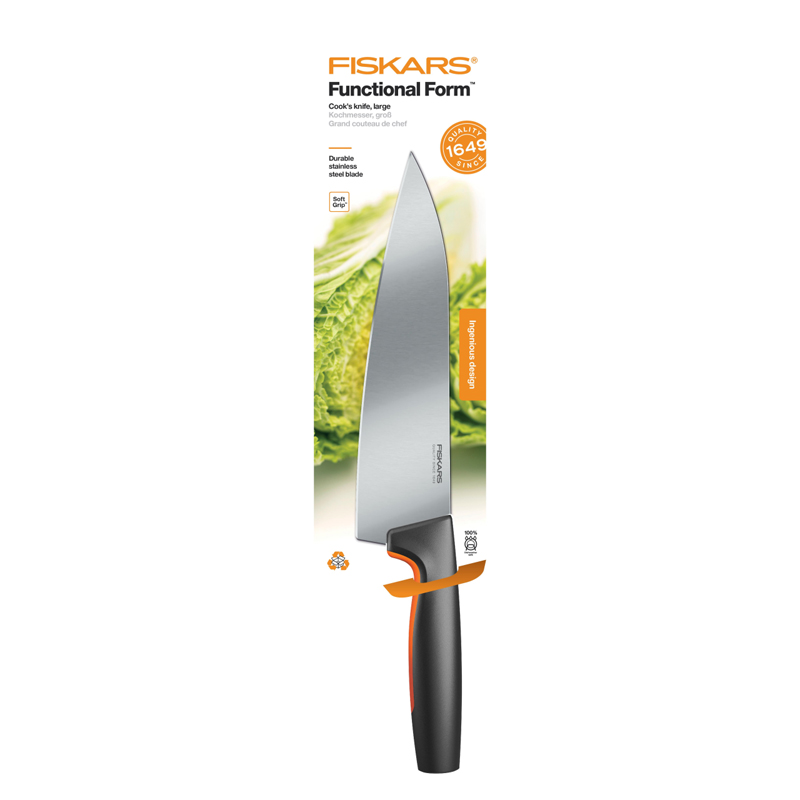 Cutitul bucatarului mare, Fiskars, FunctionalForm, lama inoxidabila, 20 cm