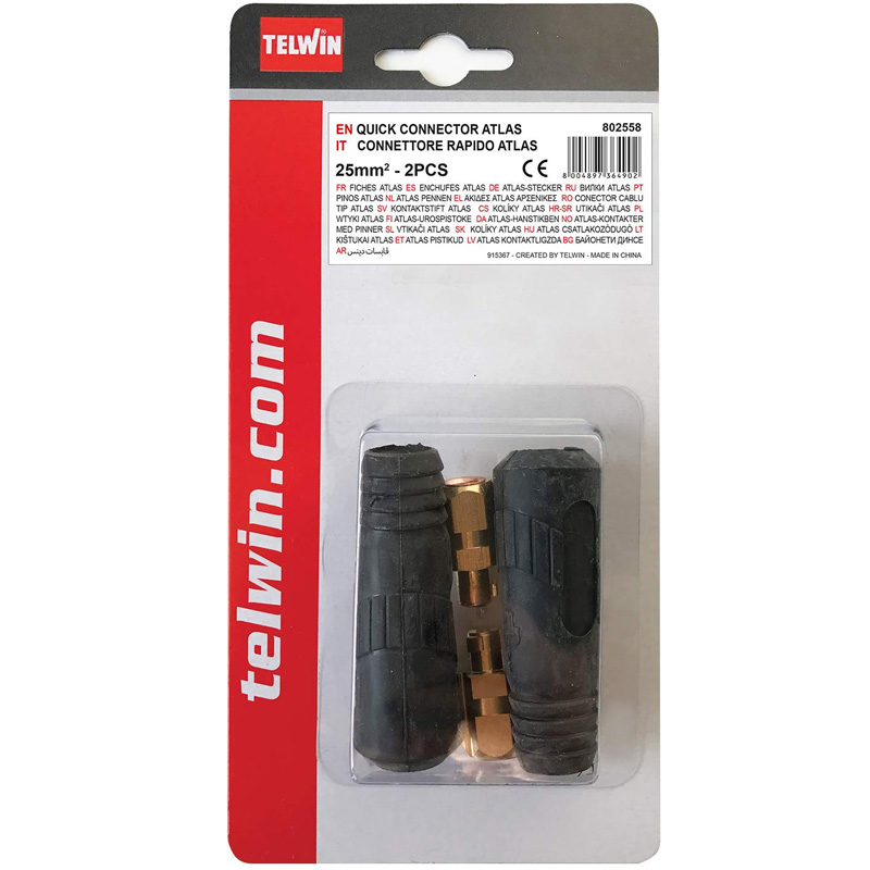 Set 2 conectori-mufa tata pentru cablu sudura de 25mm², Telwin