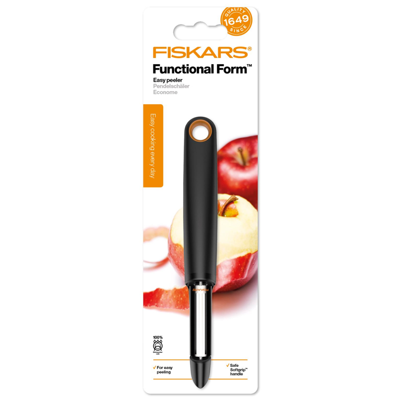 Dispozitiv de curatat legume, Fiskars, FunctionalForm, lama mobila, 184 mm, 40 g