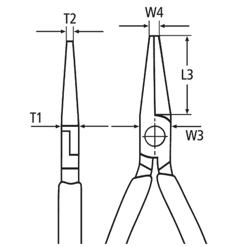 Cleste cu varf lung, plat, 140 mm, Knipex
