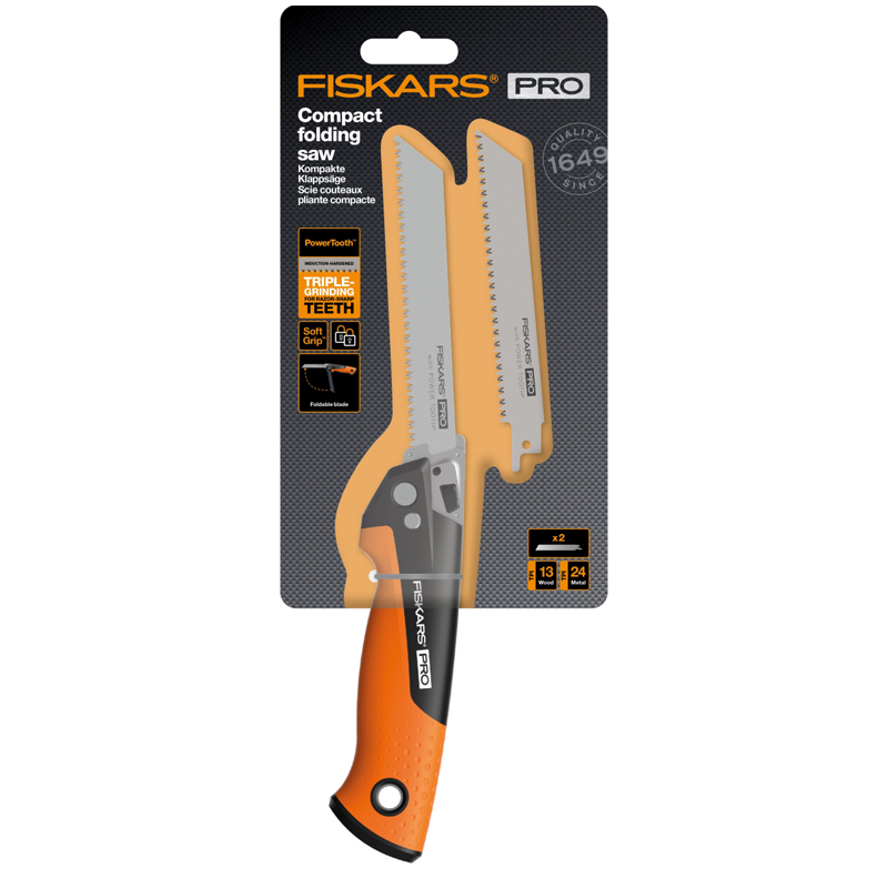 Fierastrau pliabil, Fiskars, Compact, 2 lame 