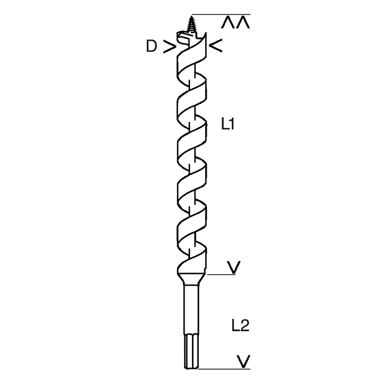 Burghiu (sfredel) pentru lemn, prindere hex., Ø10.0x235x170 mm