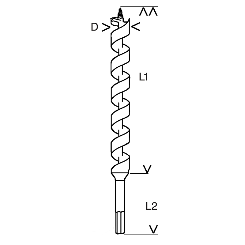 Burghiu (sfredel) pentru lemn, prindere hex., Ø18.0x235x170 mm