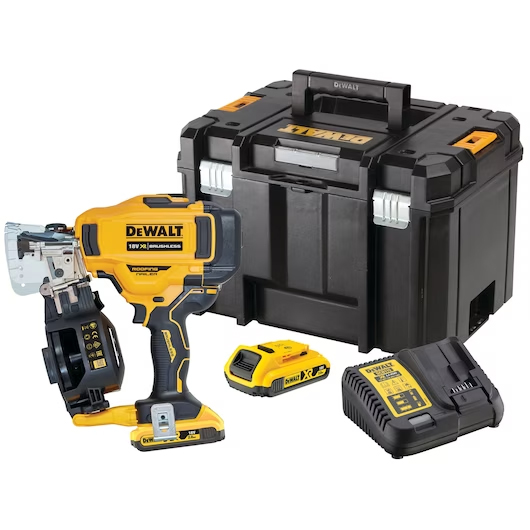 Pistol pentru cuie cu acumulatori DeWalt DCN45RND2-QW, 18V, 2Ah, 19-45mm